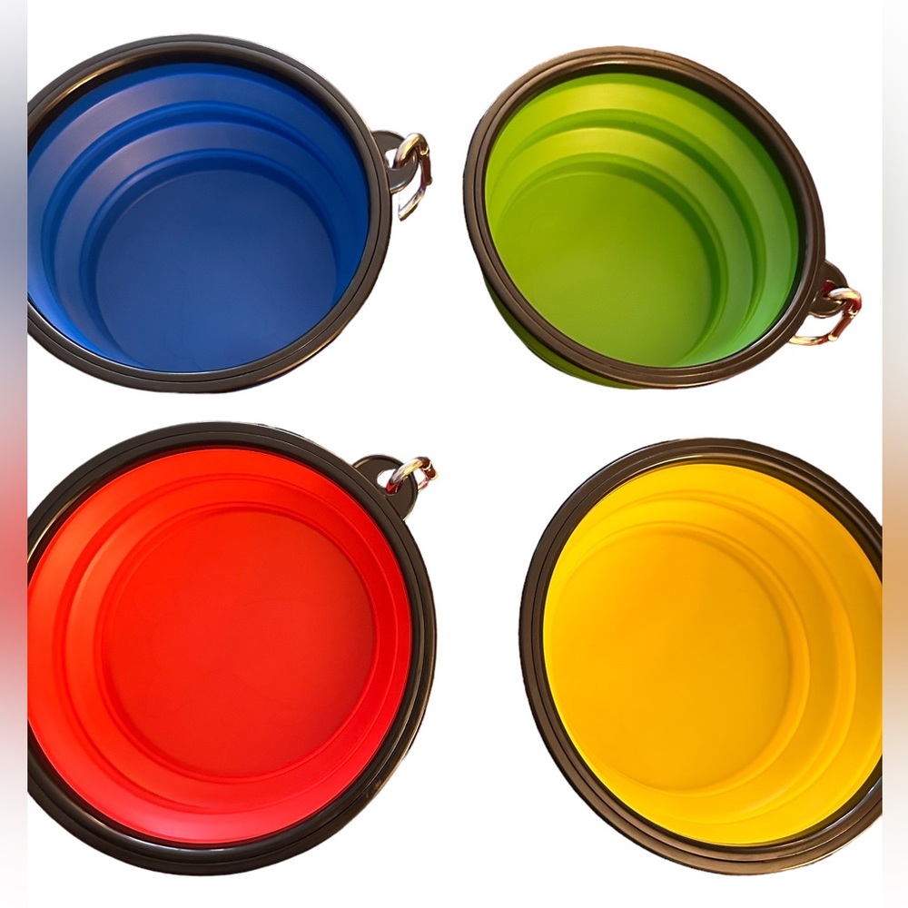 Collapsible 3 Pack Pet Bowl Large Multicolored to choose from
